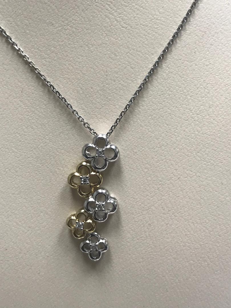 Womens Diamond Flower Pendant