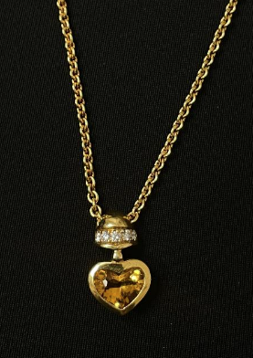 Diamond Crowned Yellow Topaz Heart