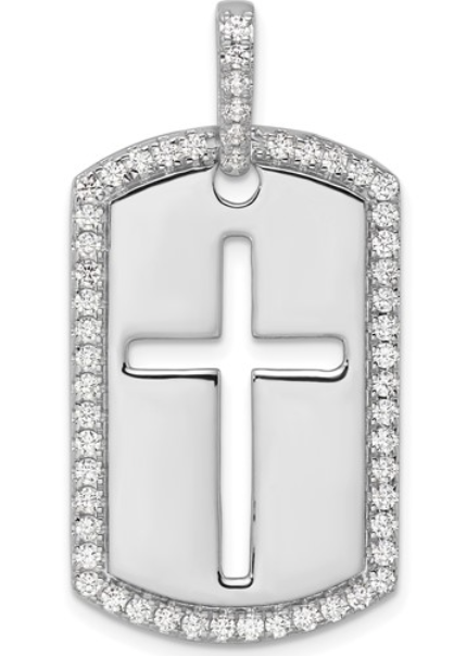 Lab grown diamond cross/dog tag
