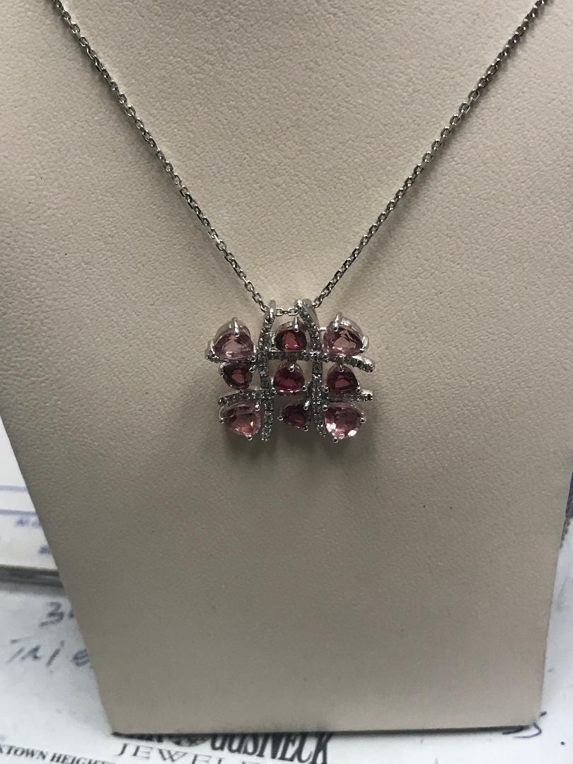 Pink Toumaline and Diamond Pendant