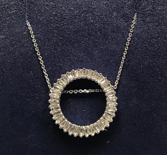 Womens Diamond Circle Pendant Necklace