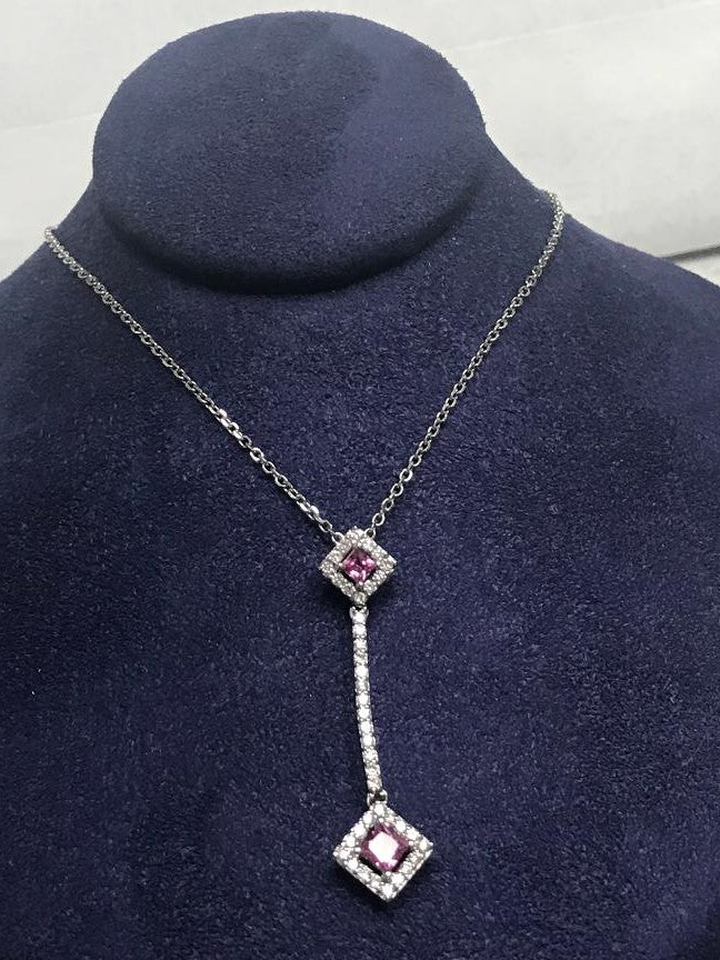 Pink Sapphire and Diamond Necklace