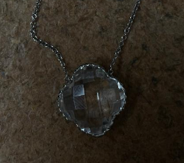 Womens clear gem clover pendant necklace