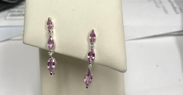 Pink Saphire and Diamond Earrings
