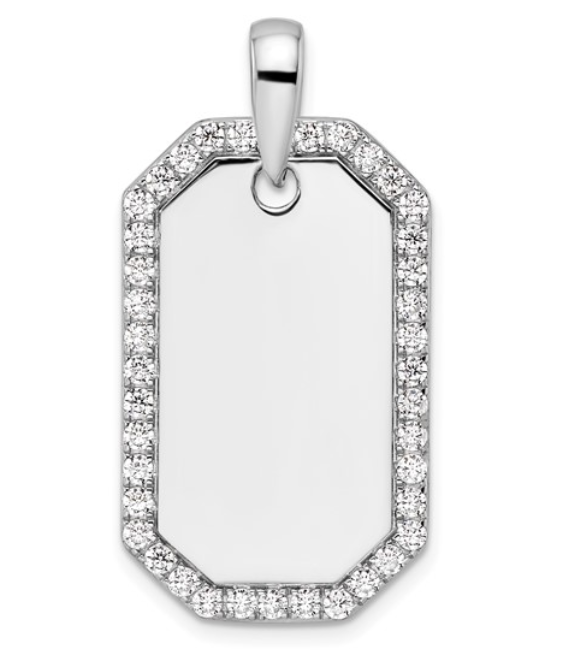 Lab grown diamond dog tag pendnant