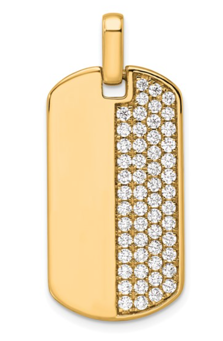 Lab grown diamond dog tag pendnant