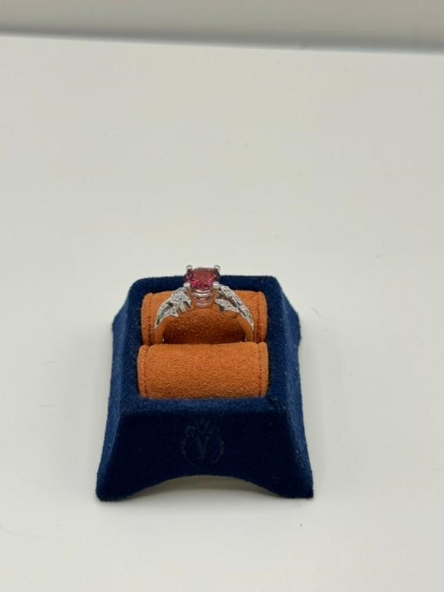 Diamond And Tourmaline Engagement Ring