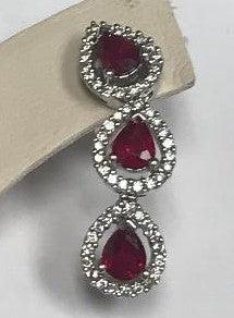Diamond Earrings with Pear Rubys
