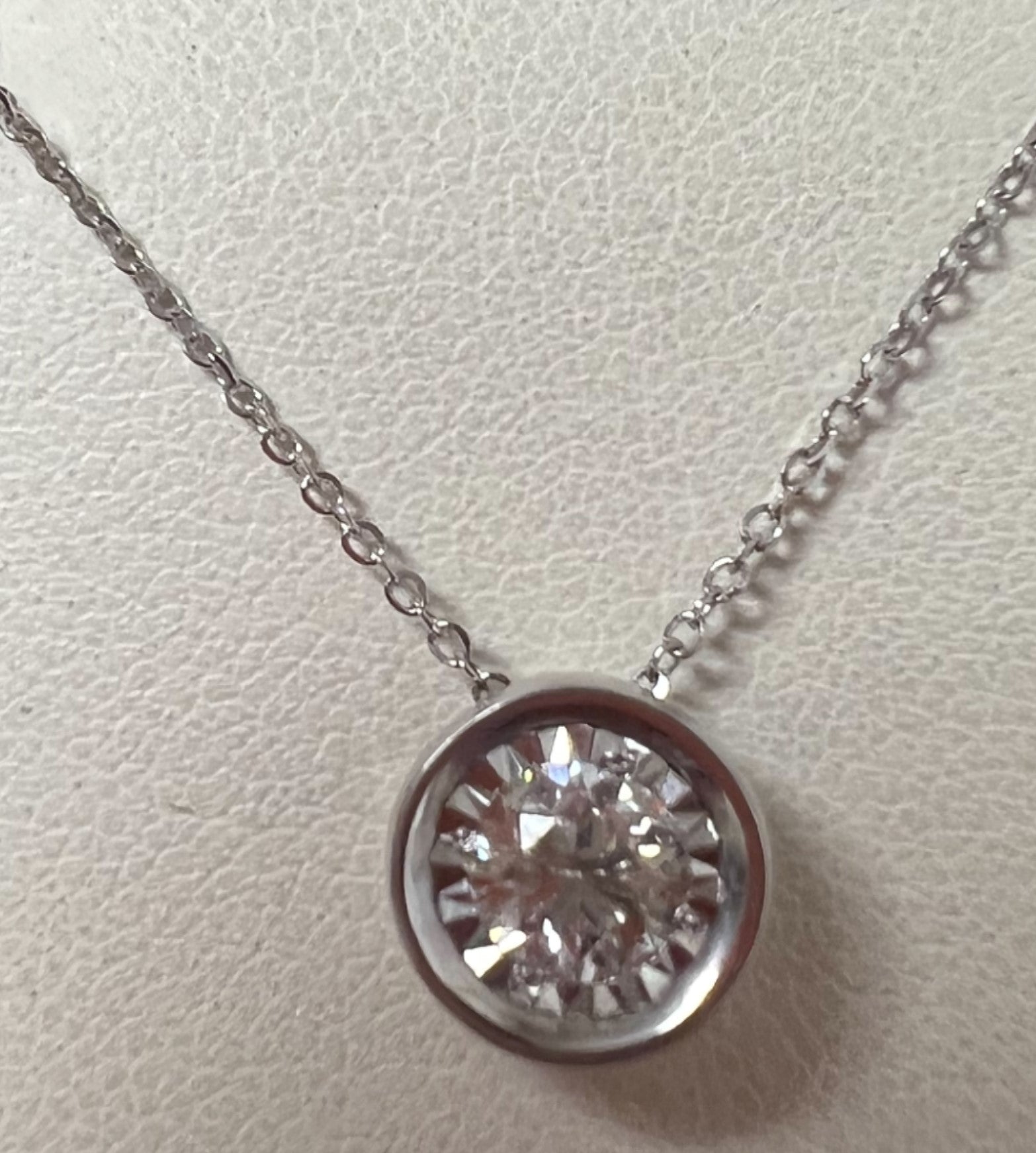 White Gold Diamond Bezel Pendant