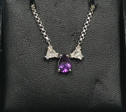 Womens Diamond/Amethyst pendant necklace