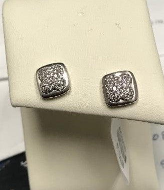 White Gold Dismond Cushion Earrings