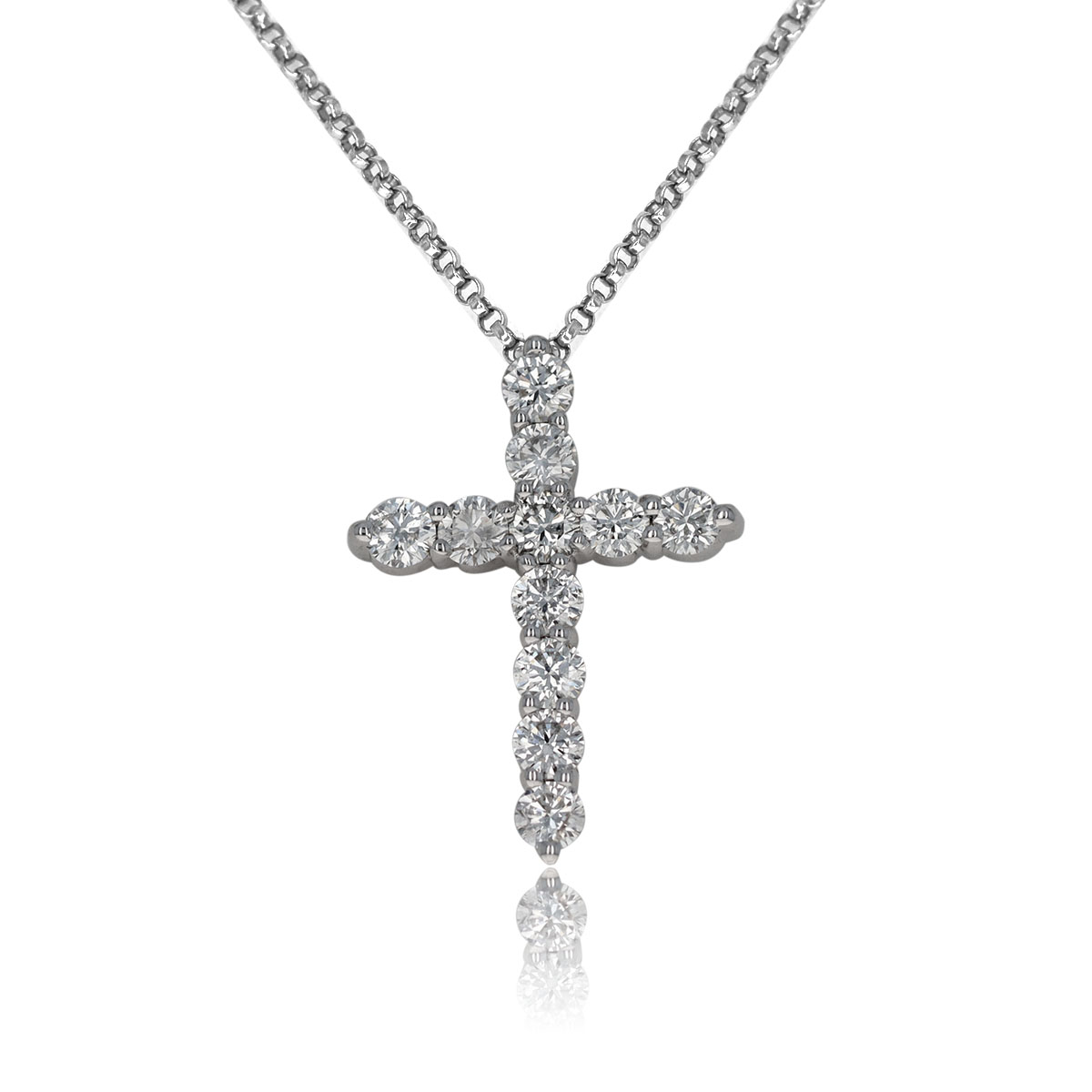 White Gold White Diamond Cross Necklace – Throggs Neck Jewelers